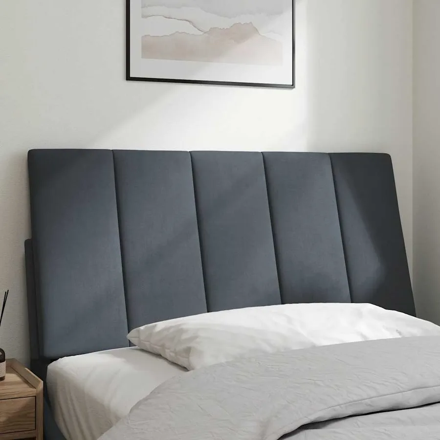 Coussin de tête de lit Hanko gris foncé 100 cm velours - 3