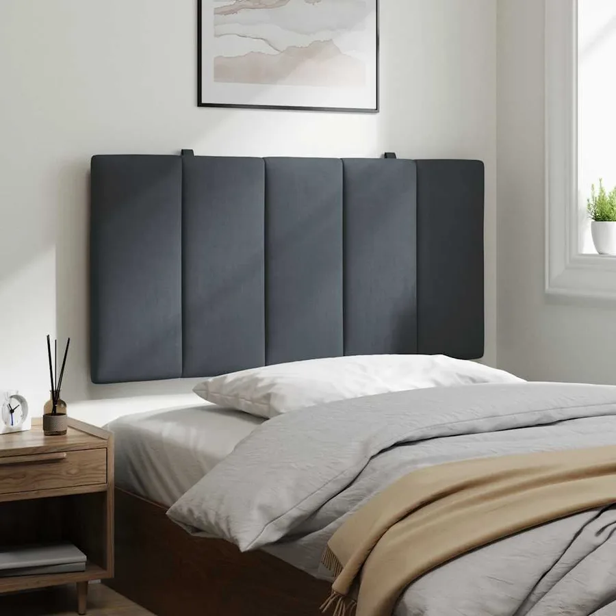 Coussin de tête de lit Hanko gris foncé 100 cm velours - 4