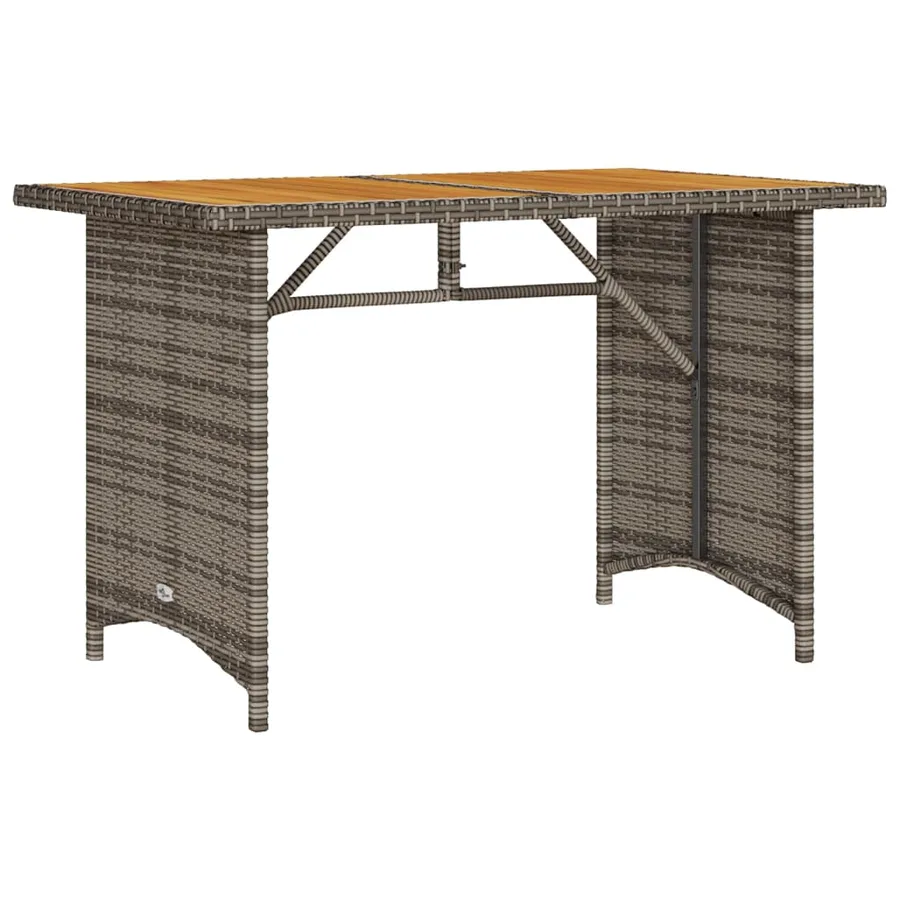 Table de jardin avec dessus en bois gris 110x68x70 cm rotin - 2