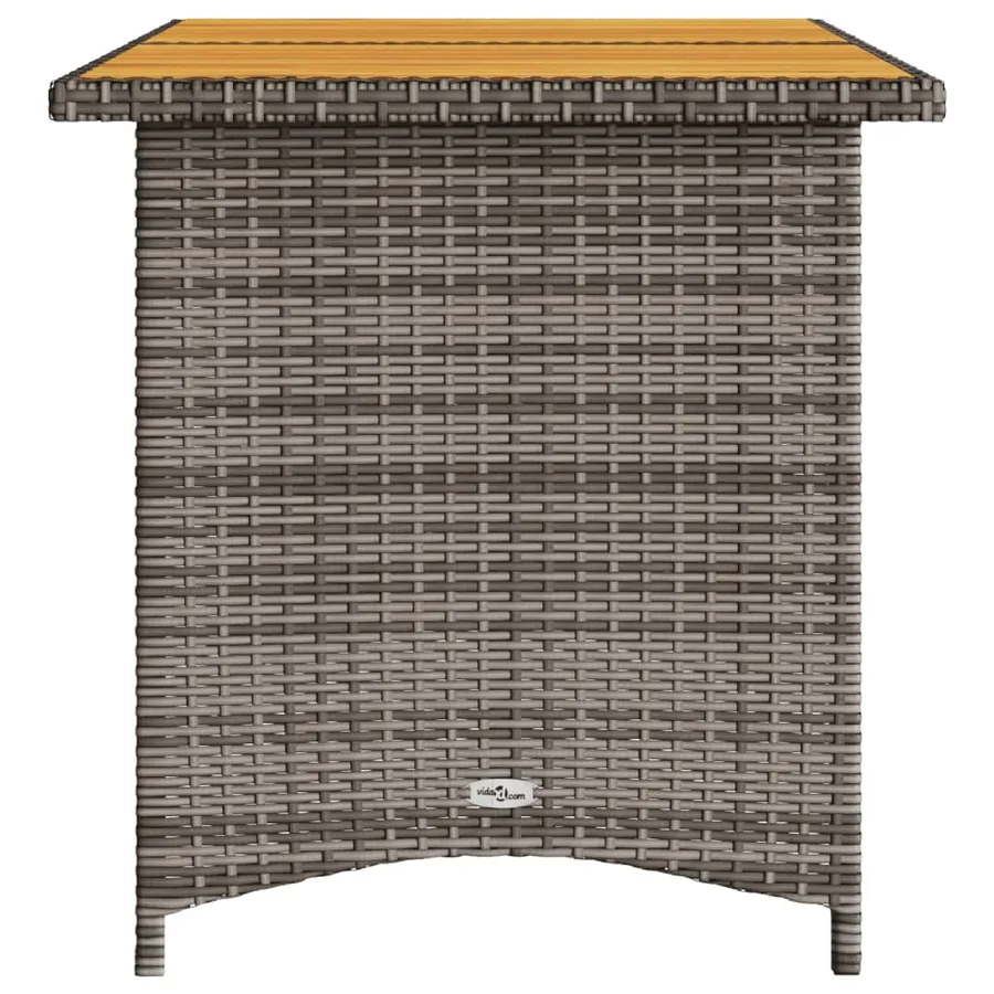 Table de jardin avec dessus en bois gris 110x68x70 cm rotin - 5