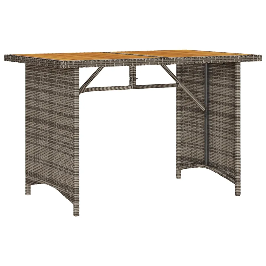 Table de jardin avec dessus en bois gris 110x68x70 cm rotin - 6