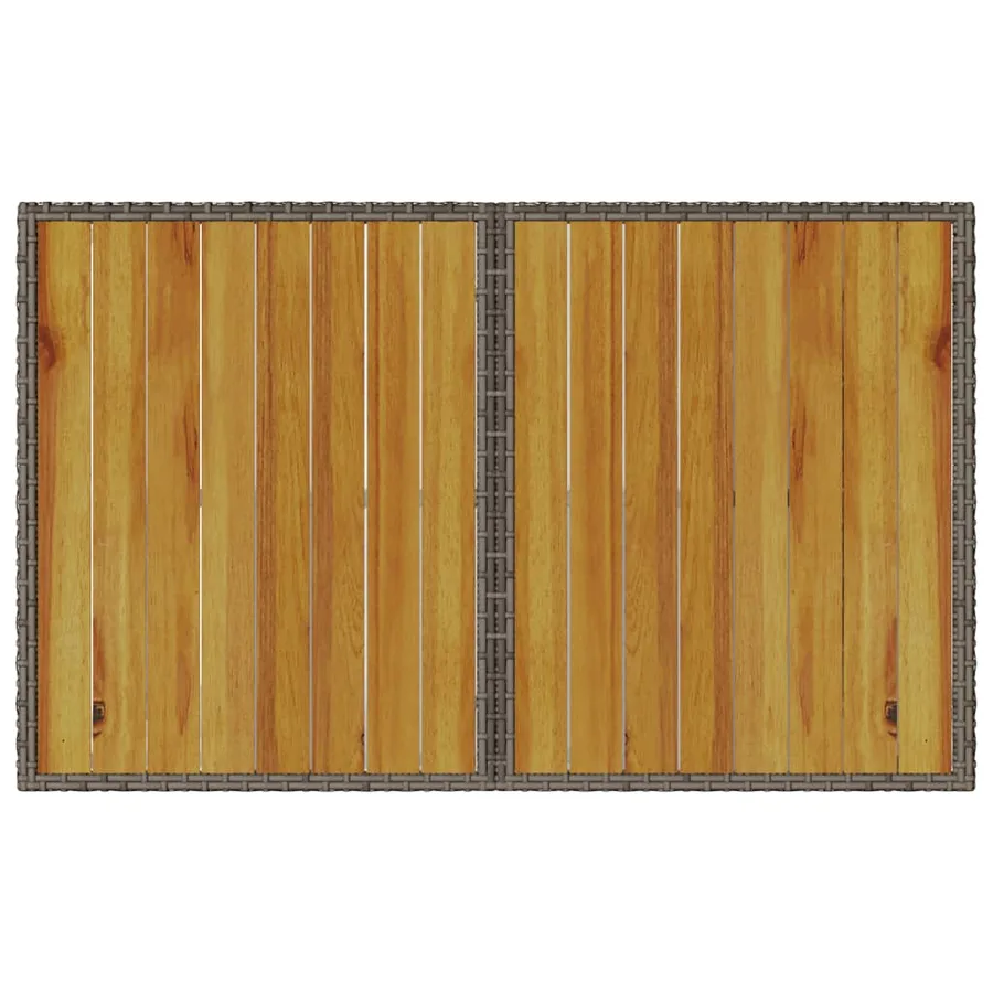 Table de jardin avec dessus en bois gris 110x68x70 cm rotin - 7