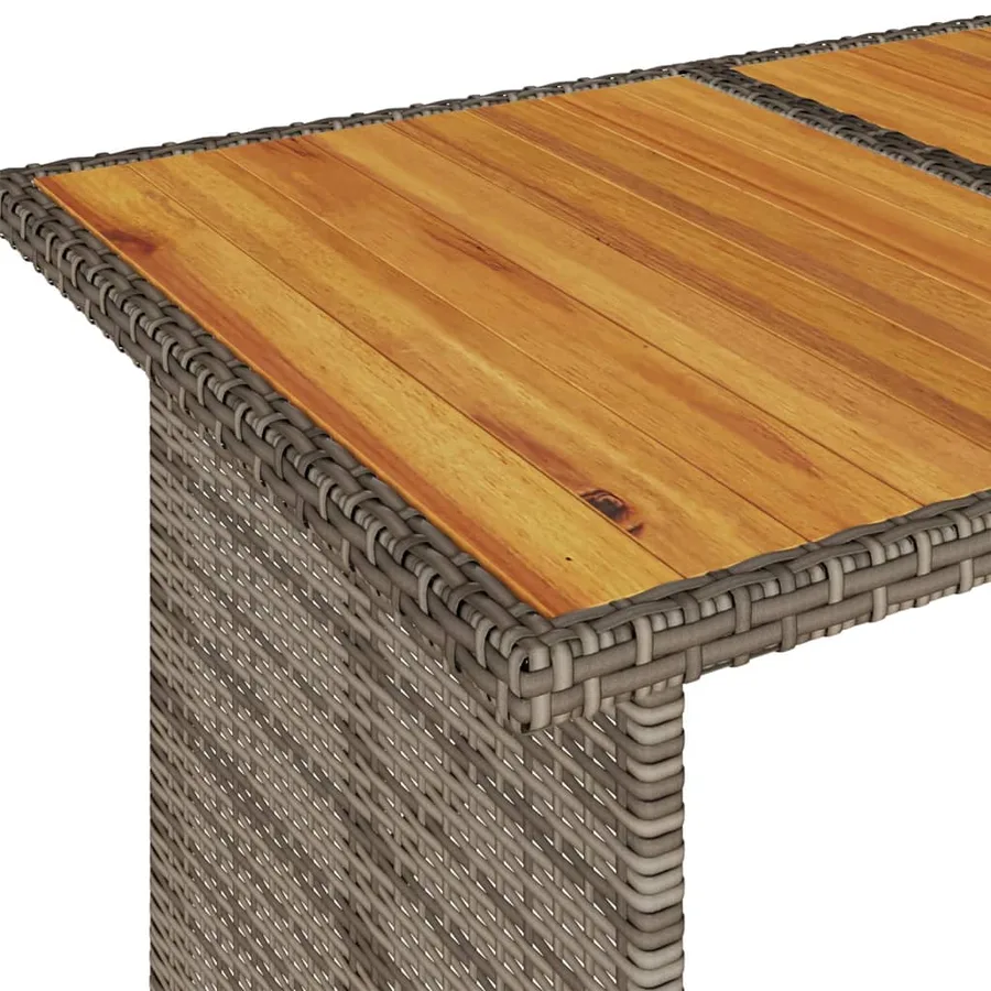 Table de jardin avec dessus en bois gris 110x68x70 cm rotin - 8