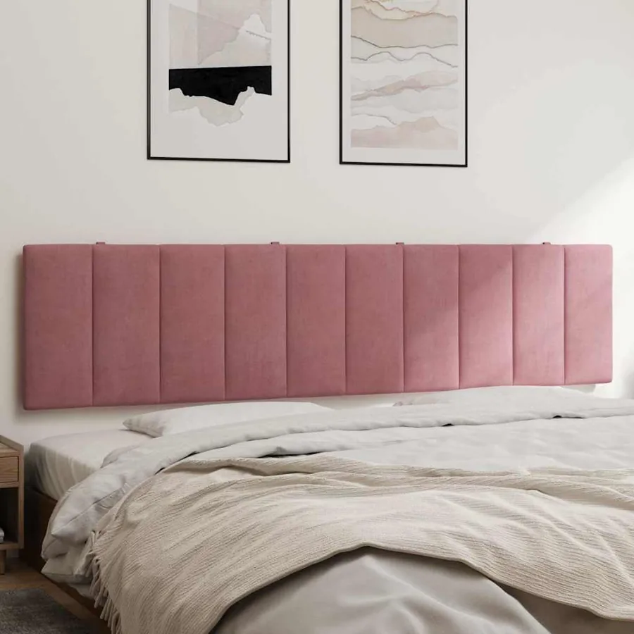 Coussin de tête de lit Hanko rose 200 cm velours