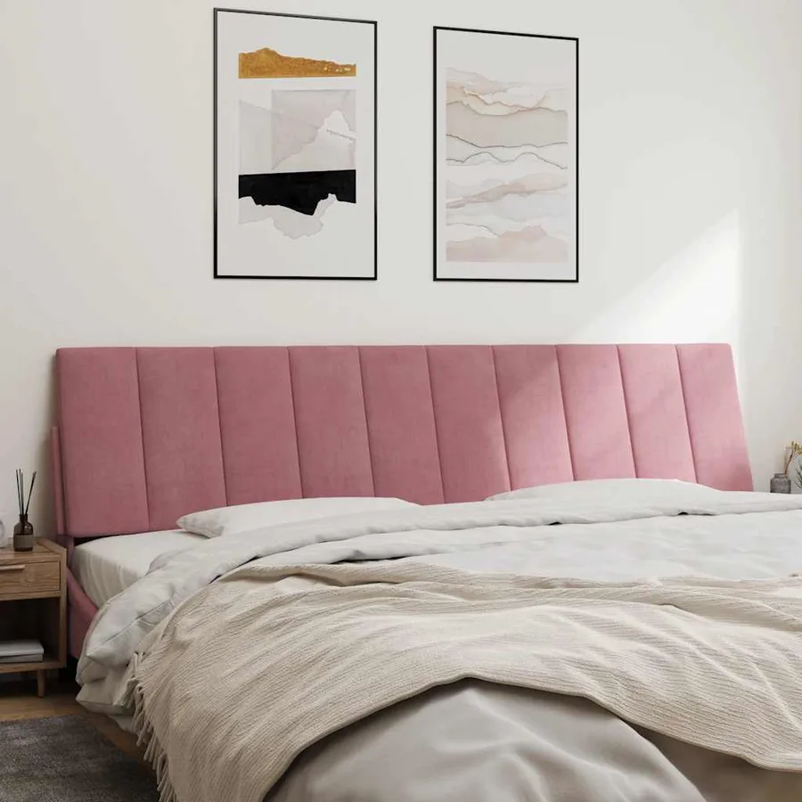 Coussin de tête de lit Hanko rose 200 cm velours - 3