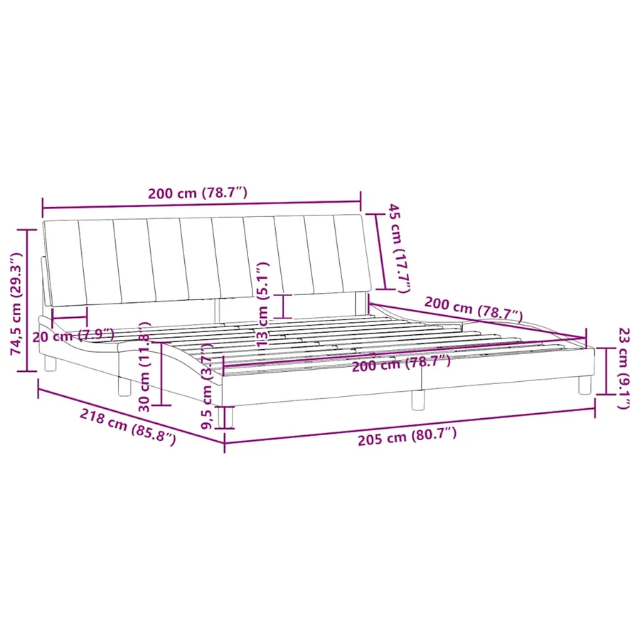 Cadre de lit sans matelas Hanko rose 200x200 cm velours - 12