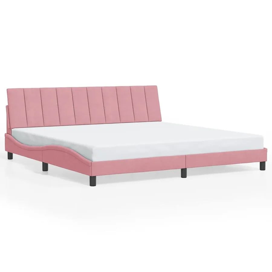 Cadre de lit sans matelas Hanko rose 200x200 cm velours - 2