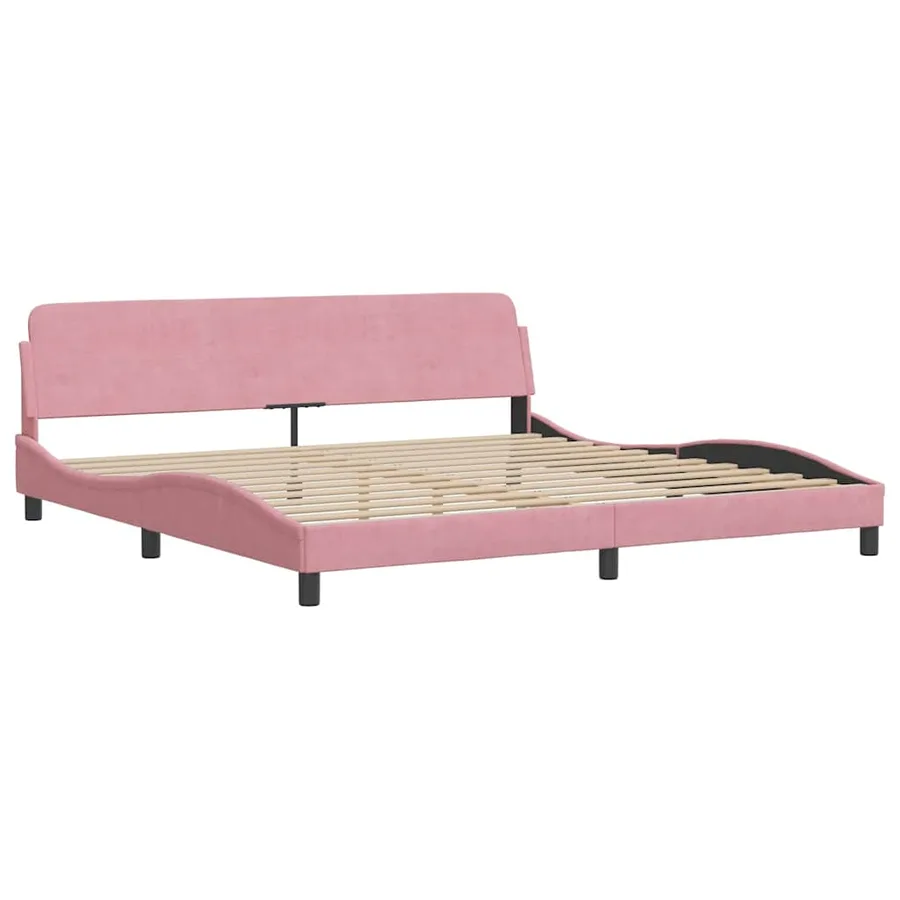 Cadre de lit sans matelas Hanko rose 200x200 cm velours - 4