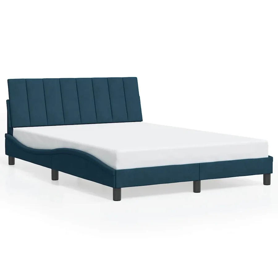 Cadre de lit sans matelas Hanko bleu 140x200 cm velours - 2