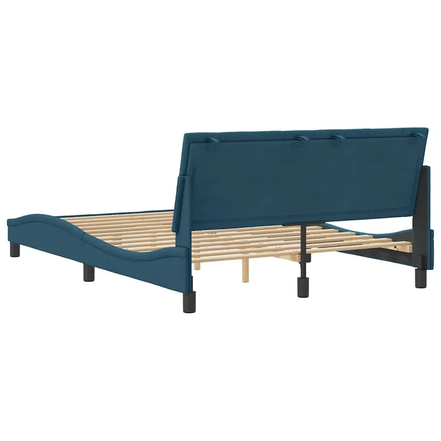 Cadre de lit sans matelas Hanko bleu 140x200 cm velours - 8