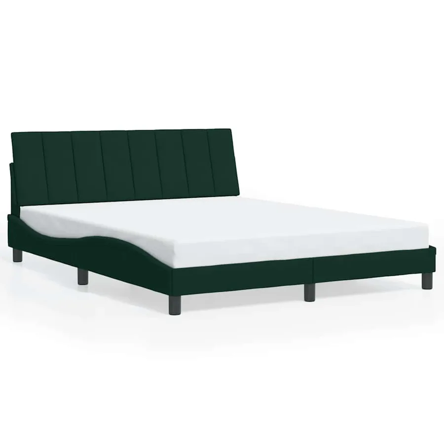 Cadre de lit avec LED sans matelas Hanko vert foncé 160x200 cm velours - 5