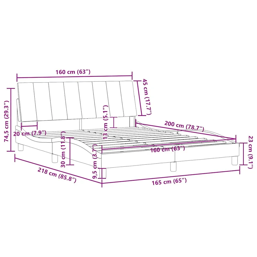 Cadre de lit sans matelas Hanko vert foncé 160x200 cm velours - 12