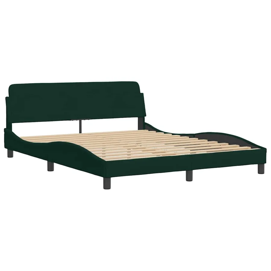 Cadre de lit sans matelas Hanko vert foncé 160x200 cm velours - 4