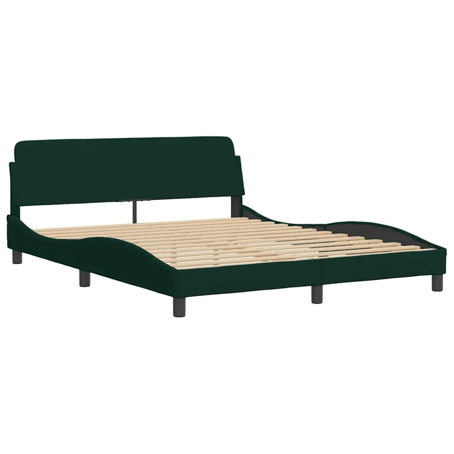 Lit avec matelas Hanko vert foncé 160x200 cm velours - 4