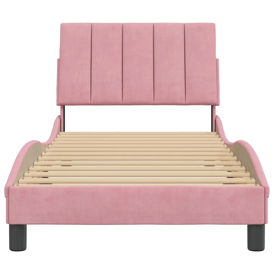 Cadre de lit sans matelas Hanko rose 80x200 cm velours - 5