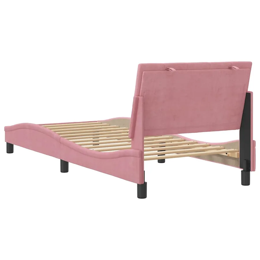 Cadre de lit sans matelas Hanko rose 80x200 cm velours - 7