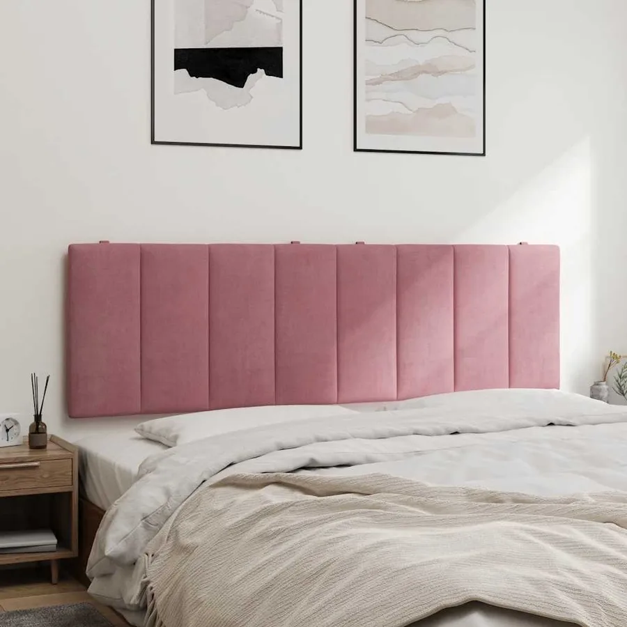 Coussin de tête de lit Hanko rose 160 cm velours - 4