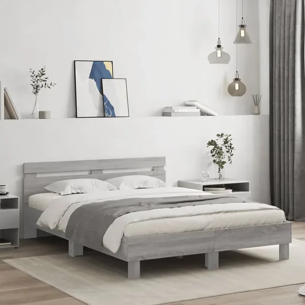 Cadre de lit sans matelas sonoma gris 150x200 cm