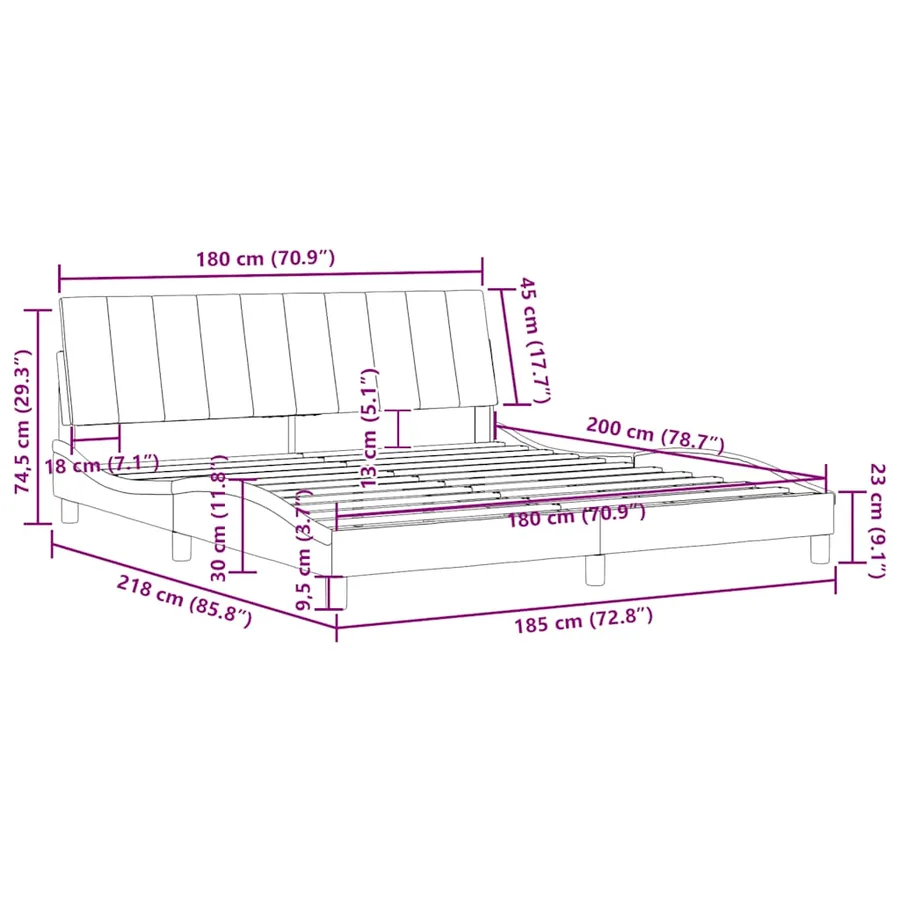 Cadre de lit sans matelas Hanko rose 180x200 cm velours - 12