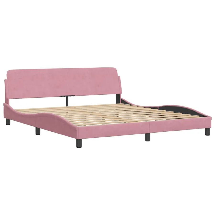 Cadre de lit sans matelas Hanko rose 180x200 cm velours - 4