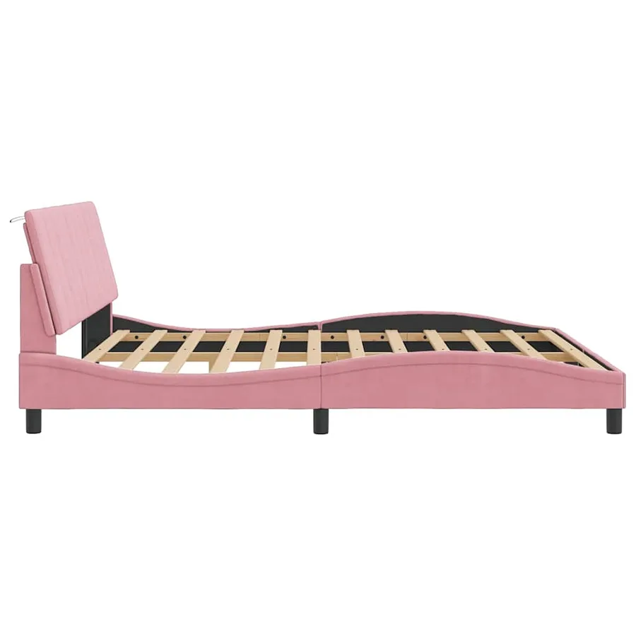 Cadre de lit sans matelas Hanko rose 180x200 cm velours - 6