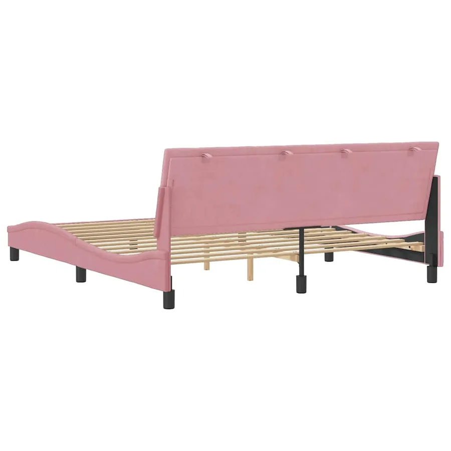Cadre de lit sans matelas Hanko rose 180x200 cm velours - 7