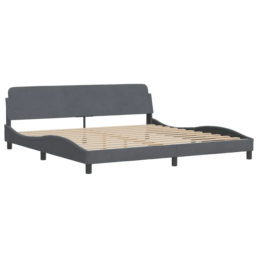 Cadre de lit avec LED sans matelas Hanko gris foncé 200x200 cm velours - 9
