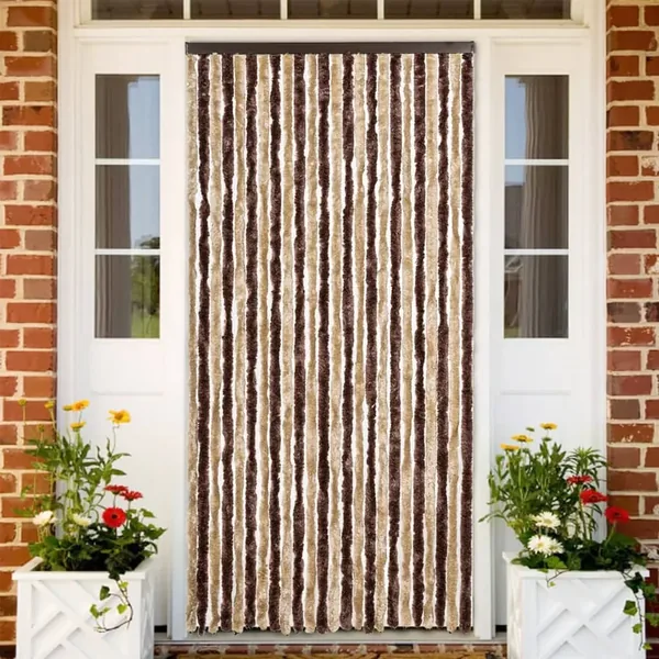 Rideau anti-mouches beige et marron clair 100x200 cm chenille