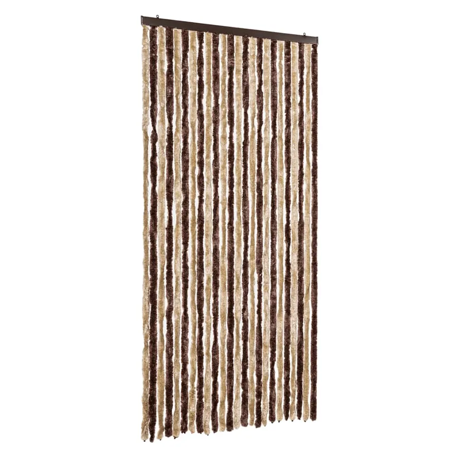 Rideau anti-mouches beige et marron clair 100x200 cm chenille - 2