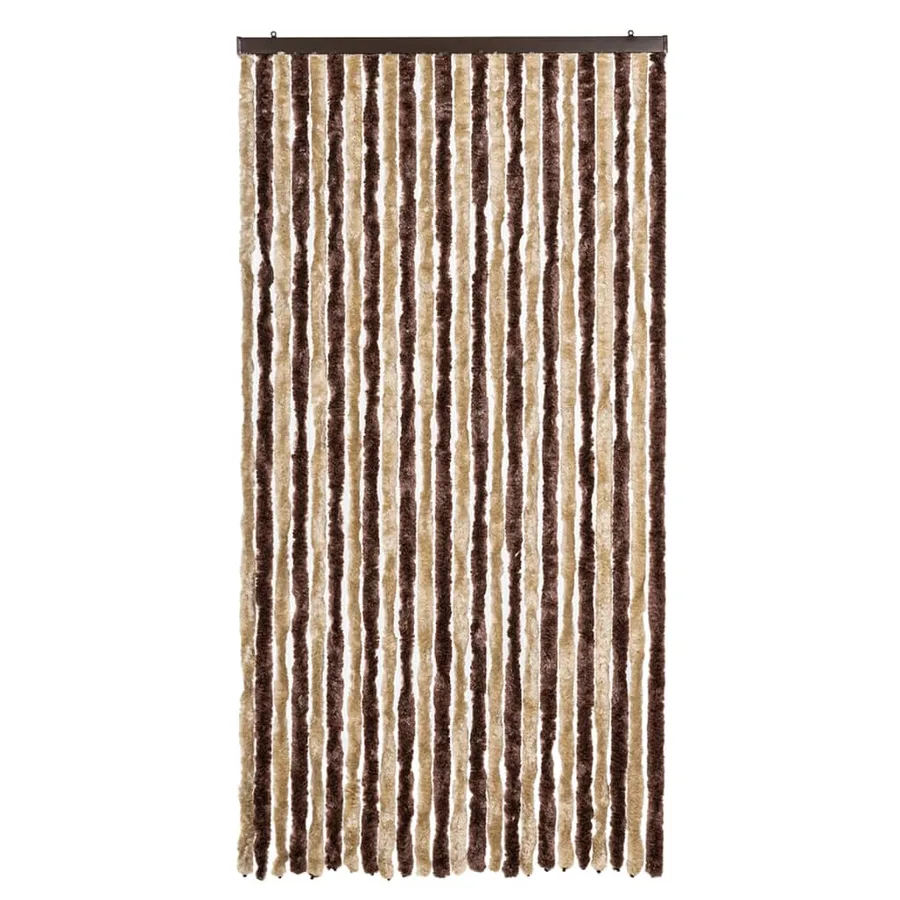 Rideau anti-mouches beige et marron clair 100x200 cm chenille - 3