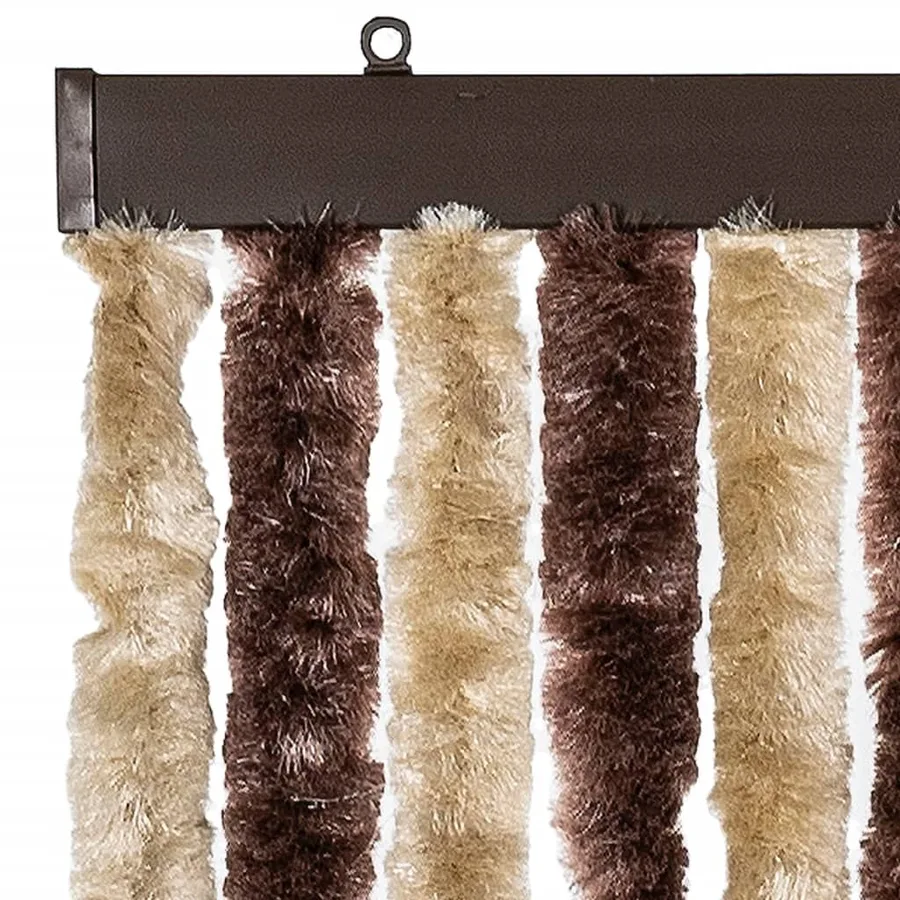Rideau anti-mouches beige et marron clair 100x200 cm chenille - 4