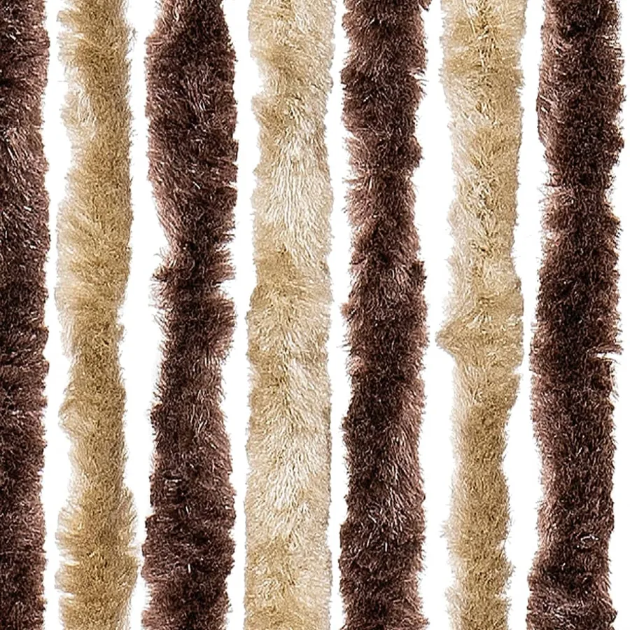 Rideau anti-mouches beige et marron clair 100x200 cm chenille - 5