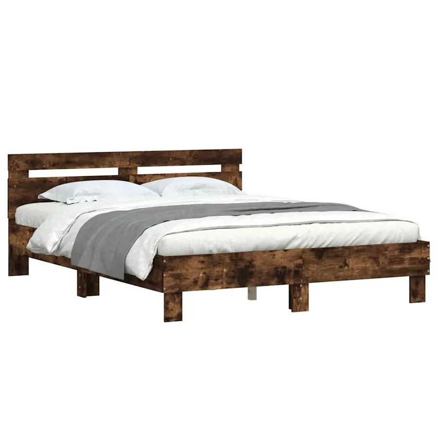 Cadre de lit sans matelas chêne fumé 140x200 cm - 4