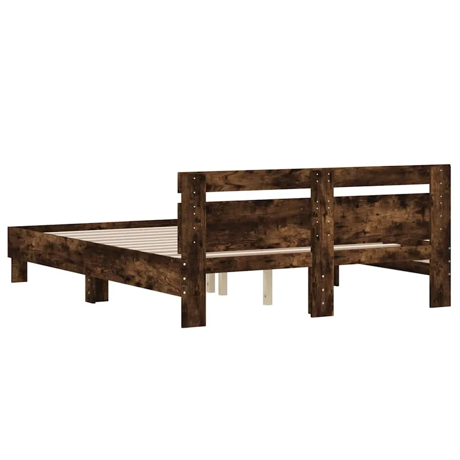 Cadre de lit sans matelas chêne fumé 140x200 cm - 7