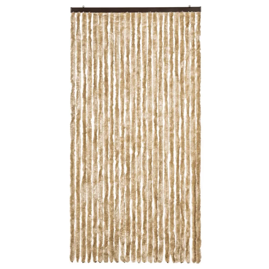 Rideau anti-mouches beige 100x230 cm chenille - 3