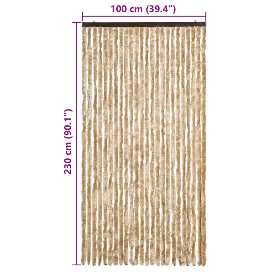 Rideau anti-mouches beige 100x230 cm chenille - 7