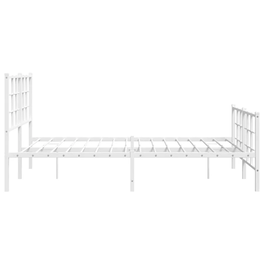 Cadre de lit métal sans matelas et pied de lit blanc 135x190 cm - 6