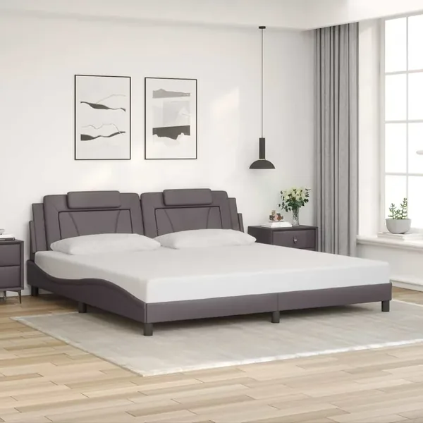 Cadre de lit Viana sans matelas gris 200x200 cm similicuir