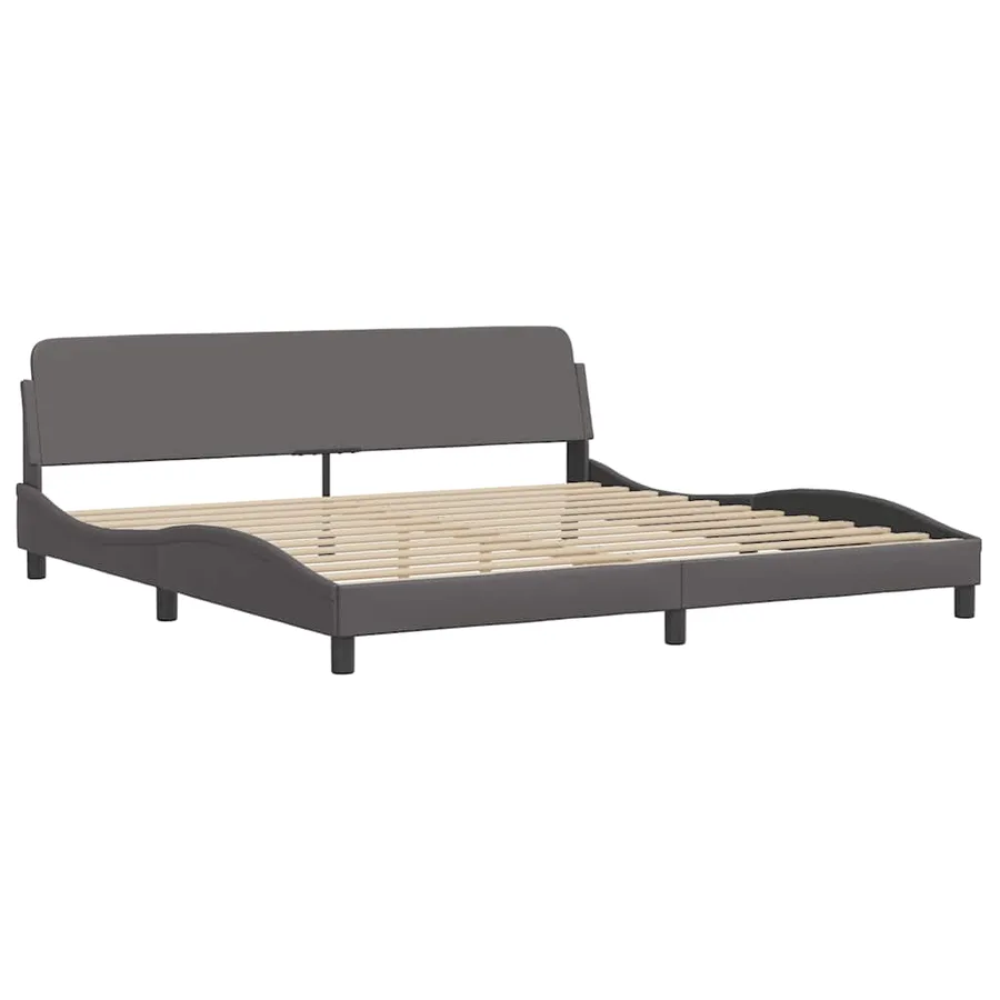 Cadre de lit Viana sans matelas gris 200x200 cm similicuir - 5