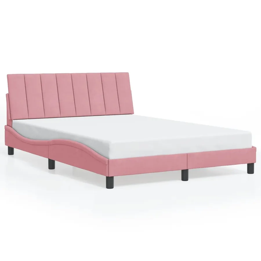 Cadre de lit avec LED sans matelas Hanko rose 140x200 cm velours - 5