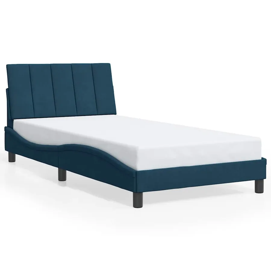 Cadre de lit avec LED sans matelas Hanko bleu 100x200 cm velours - 5