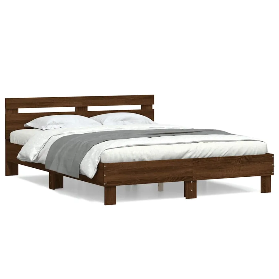 Cadre de lit sans matelas chêne marron 140x200 cm - 2