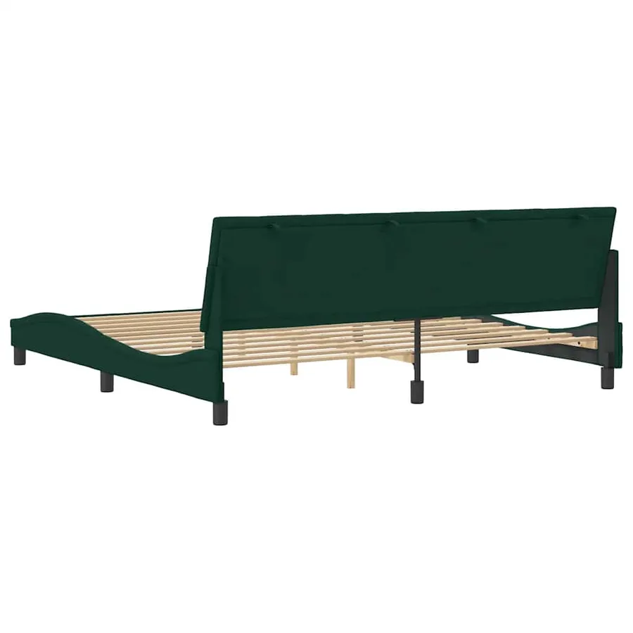 Cadre de lit sans matelas Hanko vert foncé 200x200 cm velours - 7