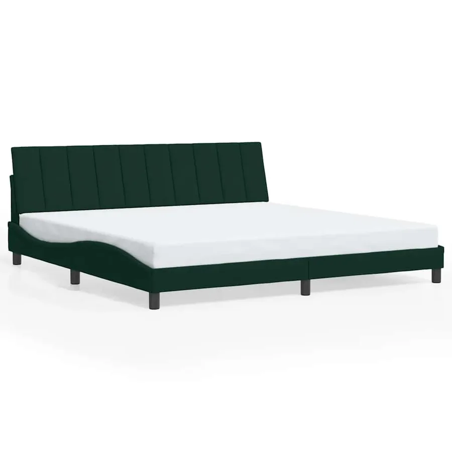 Cadre de lit avec LED sans matelas Hanko vert foncé 200x200 cm velours - 5