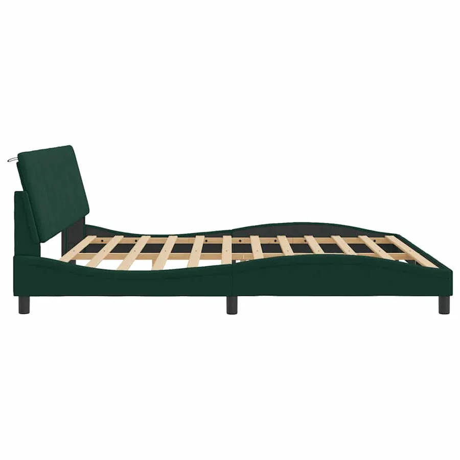 Cadre de lit avec LED sans matelas Hanko vert foncé 200x200 cm velours - 7
