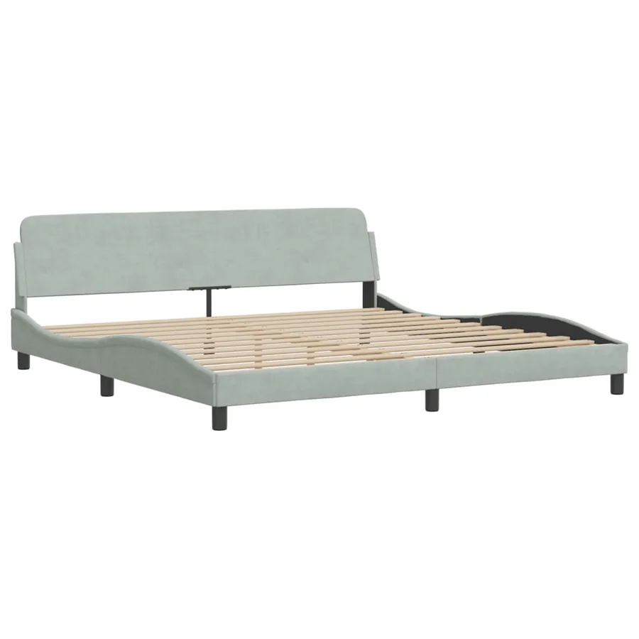 Cadre de lit avec LED sans matelas Hanko gris clair 200x200 cm velours - 9