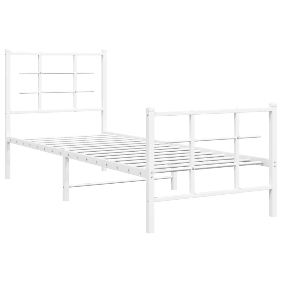 Cadre de lit métal sans matelas avec pied de lit blanc 80x200cm - 3
