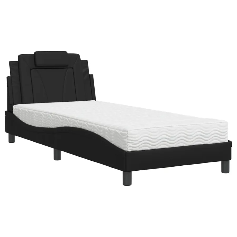 Lit Viana avec matelas noir 80x200 cm similicuir - 2