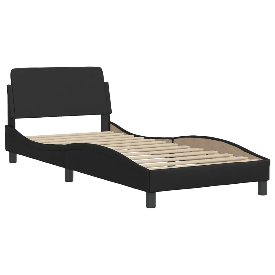 Lit Viana avec matelas noir 80x200 cm similicuir - 4