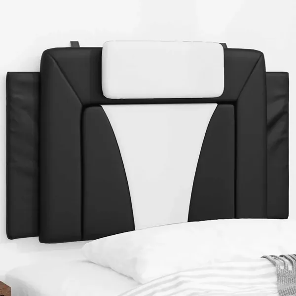 Coussin de tête de lit Viana noir et blanc 90 cm similicuir